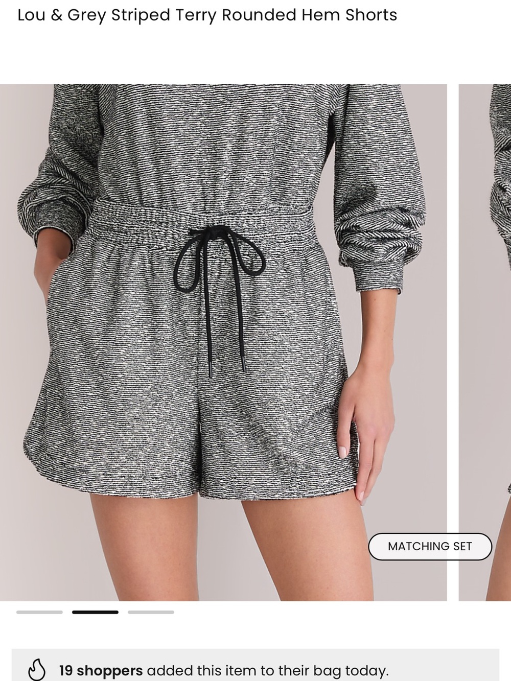 Lou & Grey Black & Heathered Gray Drawstring Terry Shorts